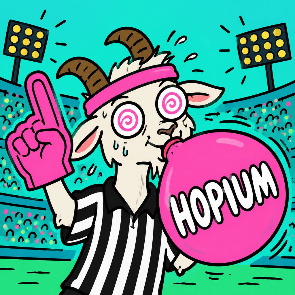 Hopium Hank, holding a balloon and a betting slip