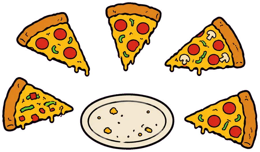 A pizza cut into revenue slices